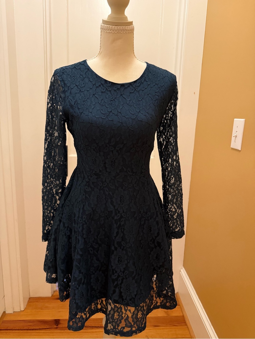 Altar'd State Teal Blue Lace High-Low Skater Dress